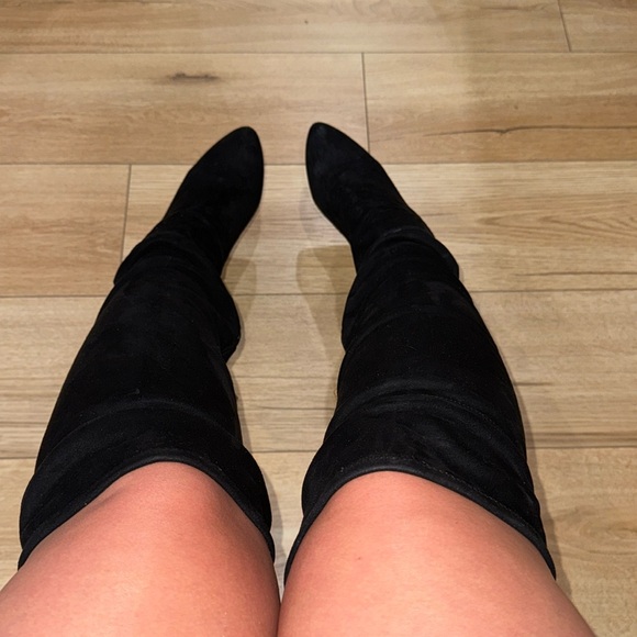 Platform bebe Black Suede Thigh High Boots - Picture 9 of 9